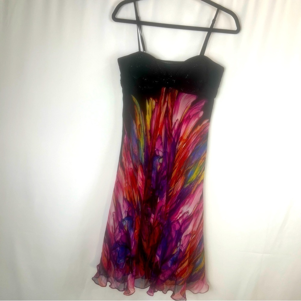 Vintage Y2k Alberto Makali 100% silk beaded flowy fairy mermaid dress 6